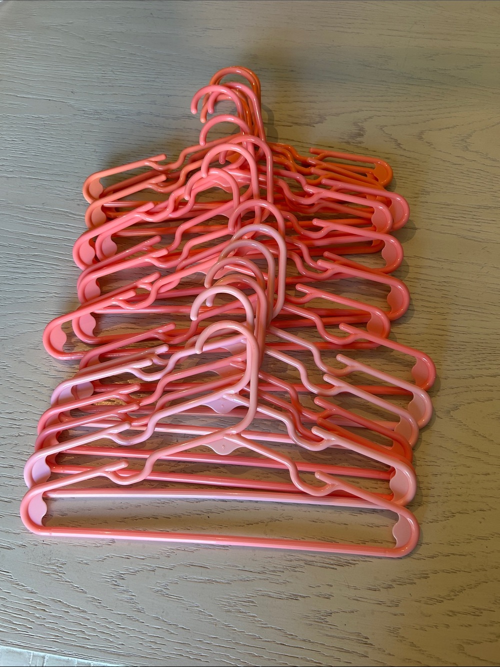 Kids Pink and Coral Plastic Slim Non-Slip Closet Hangers - Set of 18